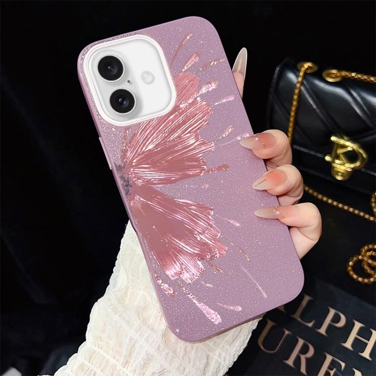 Custodia ibrida PC e TPU con motivo farfalla per iPhone 16 Pro