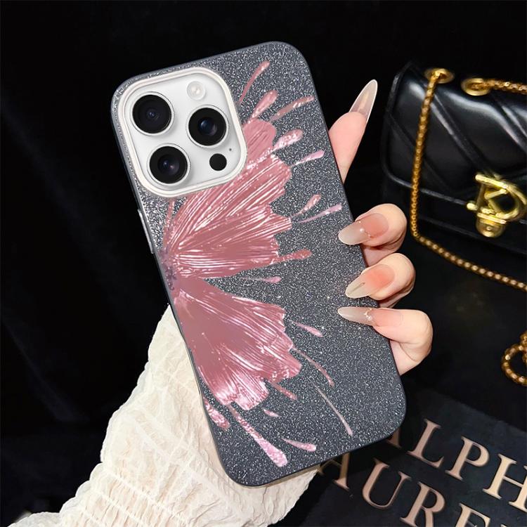 Custodia ibrida PC e TPU con motivo farfalla per iPhone 16 Pro