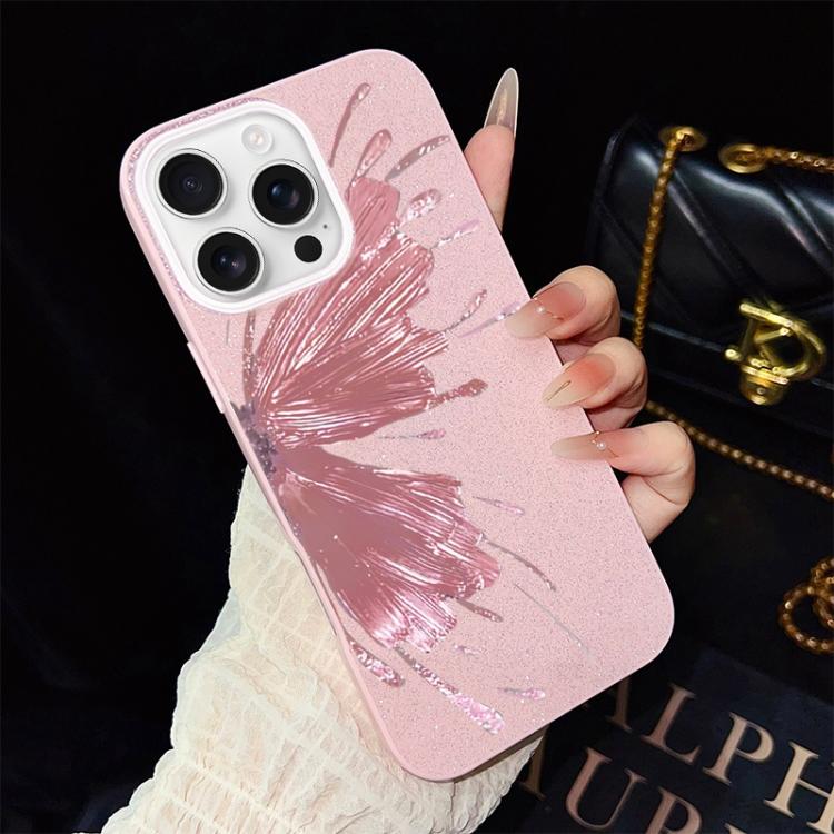 Custodia ibrida PC e TPU con motivo farfalla per iPhone 16 Pro