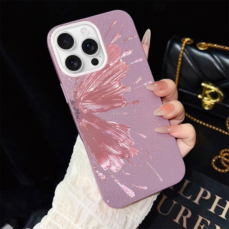 Custodia ibrida PC e TPU con motivo farfalla per iPhone 16 Pro