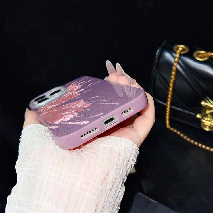 Custodia ibrida PC e TPU con farfalla glitter per iPhone