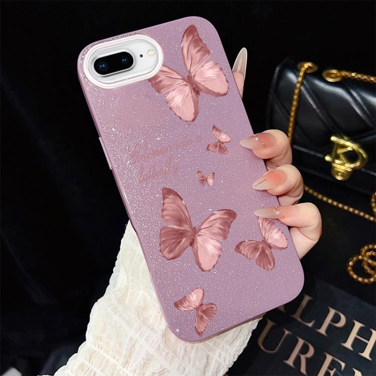 Custodia ibrida PC TPU farfalle per iPhone 8 Plus 7 Plus