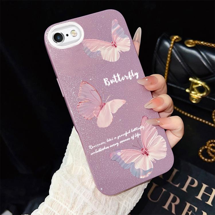 Custodia ibrida PC e TPU con farfalle per iPhone 8 Plus e 7 Plus
