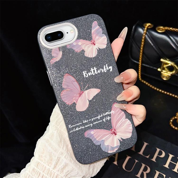 Custodia ibrida PC e TPU con farfalle per iPhone 8 Plus e 7 Plus