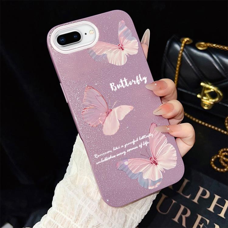 Custodia ibrida PC e TPU con farfalle per iPhone 8 Plus e 7 Plus
