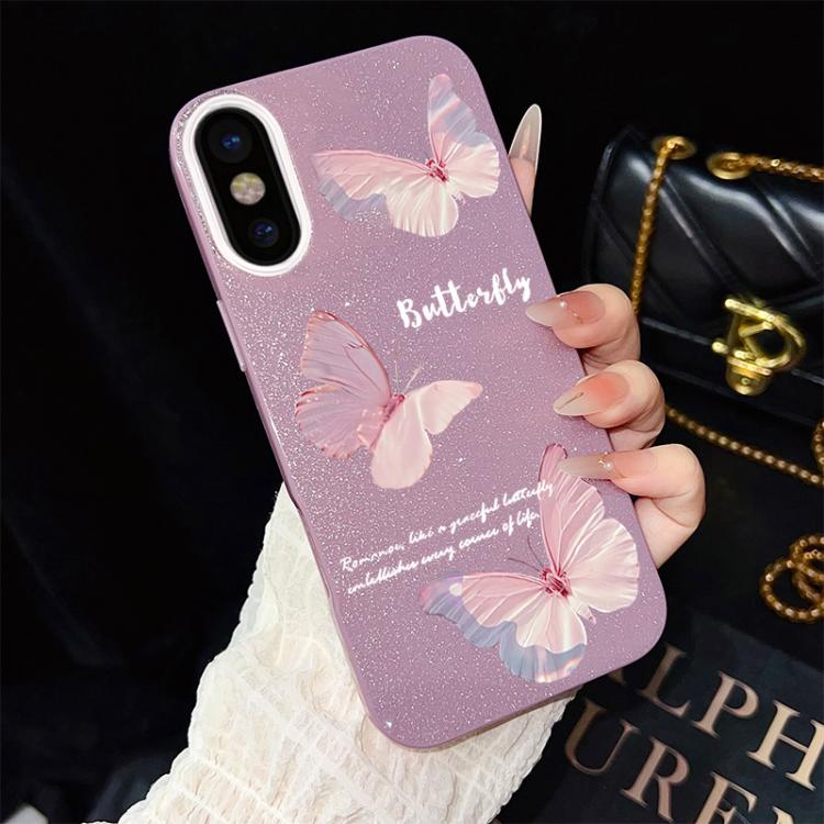 Custodia ibrida PC e TPU con farfalle per iPhone