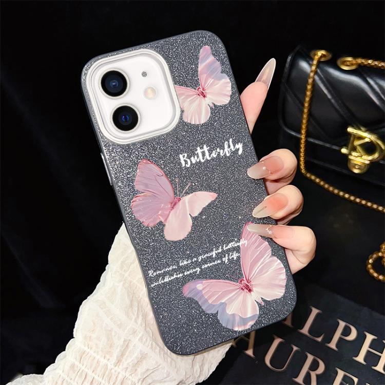 Custodia ibrida PC e TPU con farfalle per iPhone