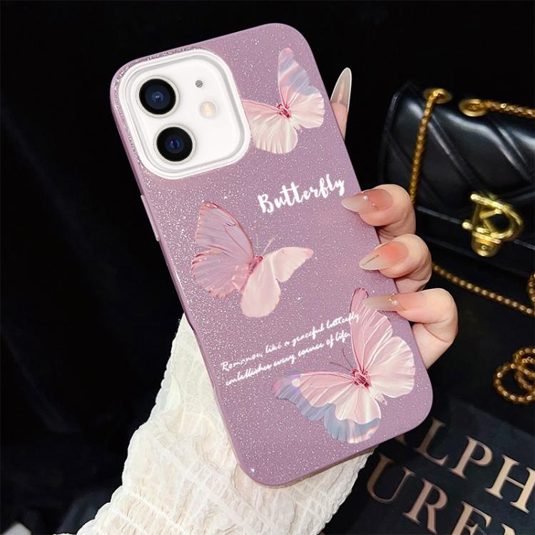Custodia ibrida PC e TPU con farfalle per iPhone