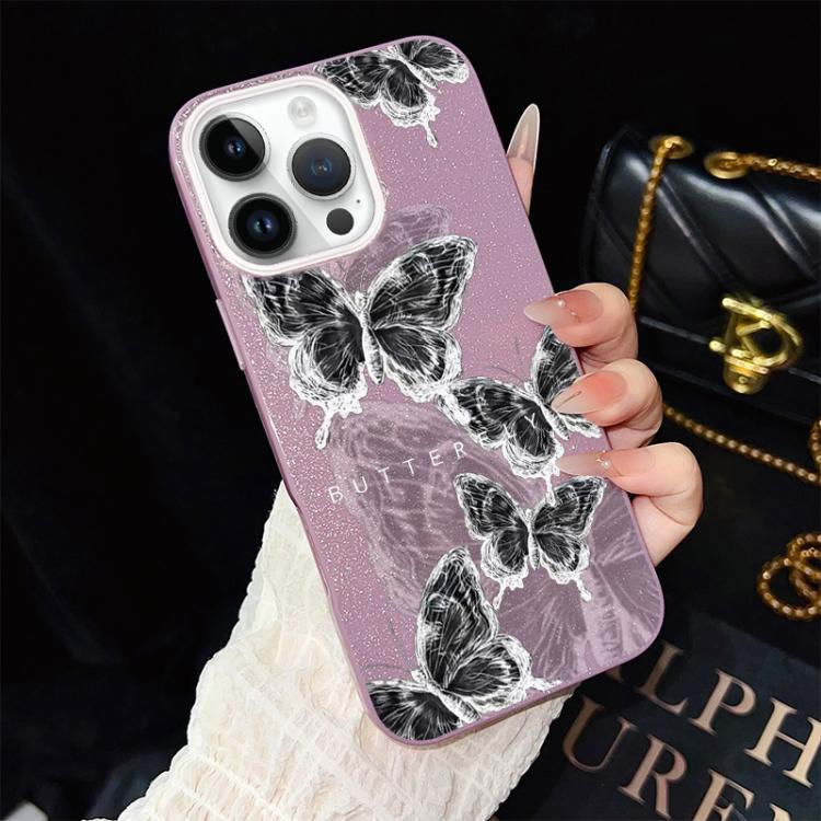 Custodia ibrida PC e TPU con farfalle per iPhone 13 Pro Max