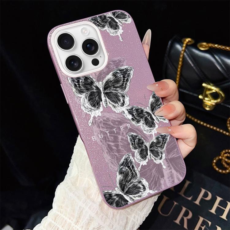 Custodia ibrida PC TPU con motivo farfalle per iPhone 17e e 16e