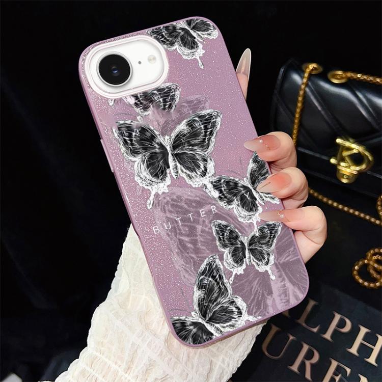 Custodia ibrida PC TPU con motivo farfalle per iPhone 17e e 16e