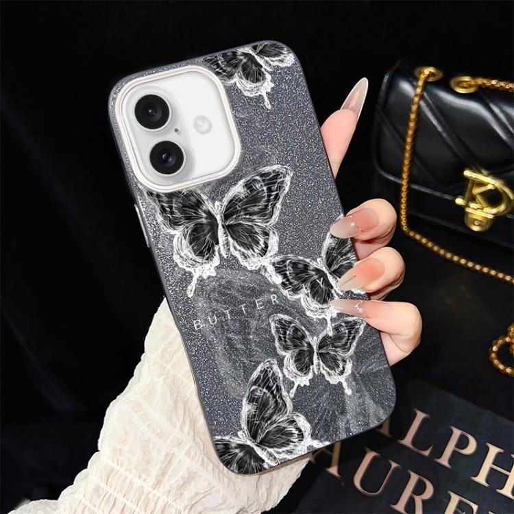 Custodia ibrida PC TPU con motivo farfalle per iPhone 17e e 16e