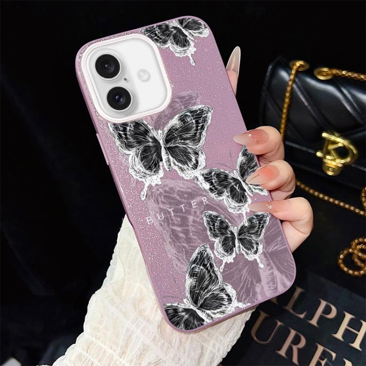 Custodia ibrida PC TPU con motivo farfalle per iPhone 17e e 16e