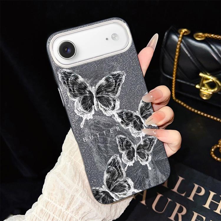 Custodia ibrida PC TPU con motivo farfalle per iPhone 17e e 16e