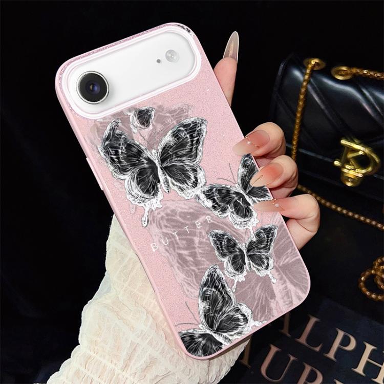 Custodia ibrida PC TPU con motivo farfalle per iPhone 17e e 16e
