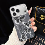 Custodia ibrida PC TPU con motivo farfalle per iPhone 17e e 16e