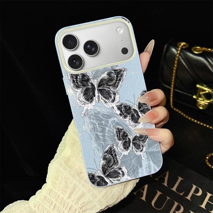 Custodia ibrida PC TPU con motivo farfalle per iPhone 17e e 16e