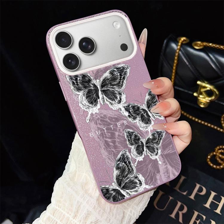 Custodia ibrida PC TPU con motivo farfalle per iPhone 17e e 16e