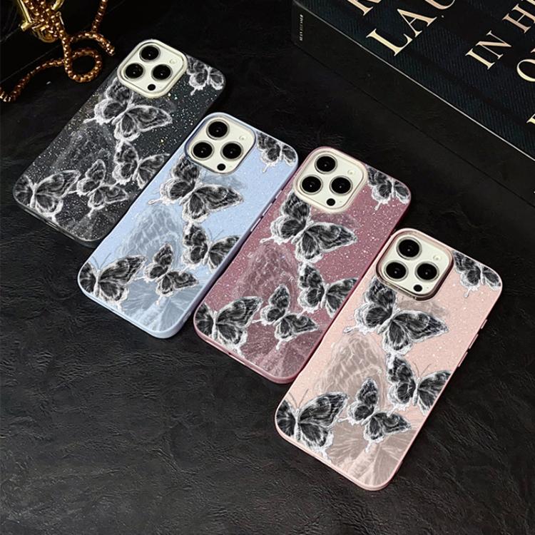 Custodia ibrida PC TPU con motivo farfalle per iPhone 17e e 16e