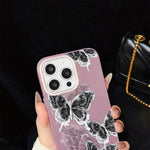 Custodia ibrida PC TPU con motivo farfalle per iPhone 17e e 16e