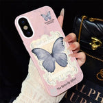 Custodia ibrida PC TPU con glitter farfalla blu per iPhone