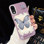 Custodia ibrida PC TPU con glitter farfalla blu per iPhone