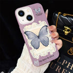 Custodia ibrida PC TPU con glitter farfalla blu per iPhone