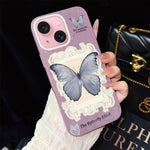 Custodia ibrida PC TPU con glitter farfalla blu per iPhone