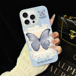 Custodia ibrida PC TPU con glitter farfalla blu per iPhone