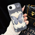 Custodia ibrida PC TPU con glitter farfalla blu per iPhone