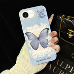 Custodia ibrida PC TPU con glitter farfalla blu per iPhone