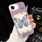 Custodia ibrida PC TPU con glitter farfalla blu per iPhone