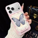 Custodia ibrida PC TPU con glitter farfalla blu per iPhone