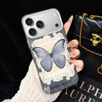 Custodia ibrida PC TPU con glitter farfalla blu per iPhone