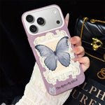Custodia ibrida PC TPU con glitter farfalla blu per iPhone