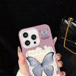 Custodia ibrida PC TPU con glitter farfalla blu per iPhone