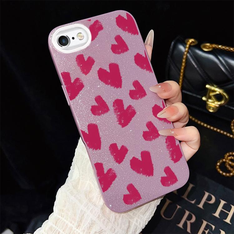Custodia ibrida PC TPU con cuori per iPhone 8 Plus 7 Plus