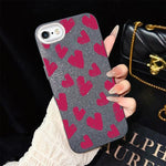 Custodia ibrida PC TPU con cuori per iPhone 8 Plus 7 Plus