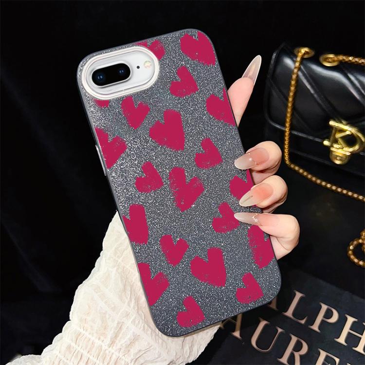 Custodia ibrida PC TPU con cuori per iPhone 8 Plus 7 Plus