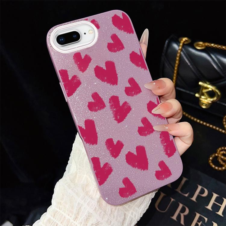 Custodia ibrida PC TPU con cuori per iPhone 8 Plus 7 Plus