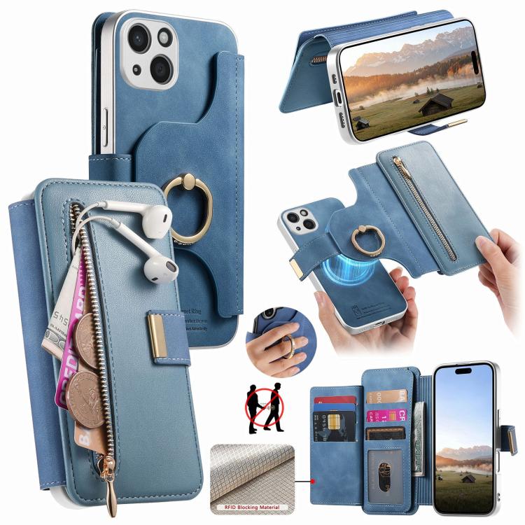 Custodia portafoglio in pelle vegana con cerniera per iPhone 13 P