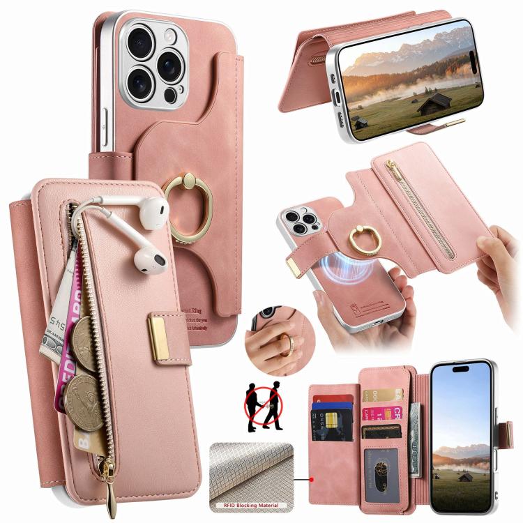 Custodia portafoglio in pelle vegana con cerniera per iPhone 13 P