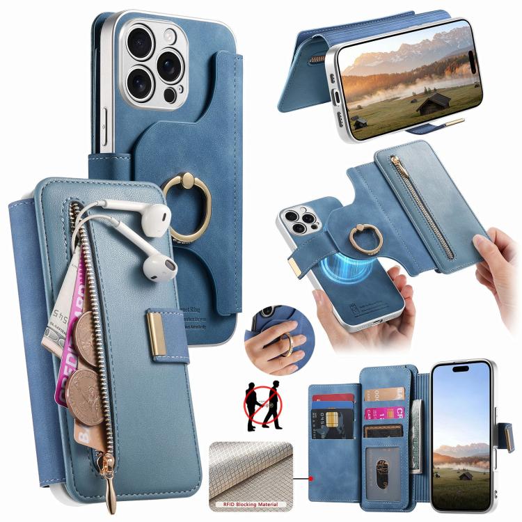 Custodia portafoglio in pelle vegana con cerniera per iPhone 13 P