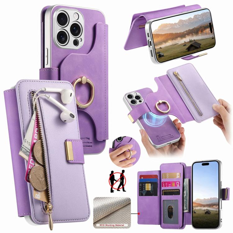 Custodia portafoglio in pelle vegana con cerniera per iPhone 13 P
