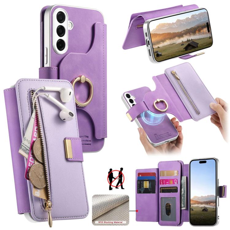 Portafoglio con cerniera e blocco RFID per Galaxy S26+, S26 Ultra e S25 Edge 5G