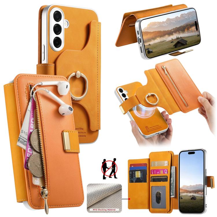 Portafoglio con cerniera e blocco RFID per Galaxy S26+, S26 Ultra e S25 Edge 5G