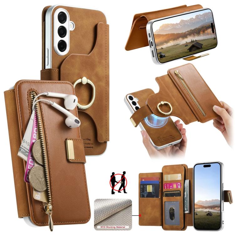 Portafoglio con cerniera e blocco RFID per Galaxy S26+, S26 Ultra e S25 Edge 5G