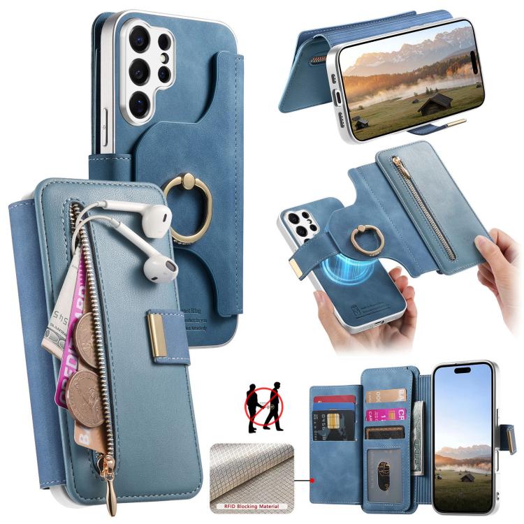 Portafoglio con cerniera e blocco RFID per Galaxy S26+, S26 Ultra e S25 Edge 5G