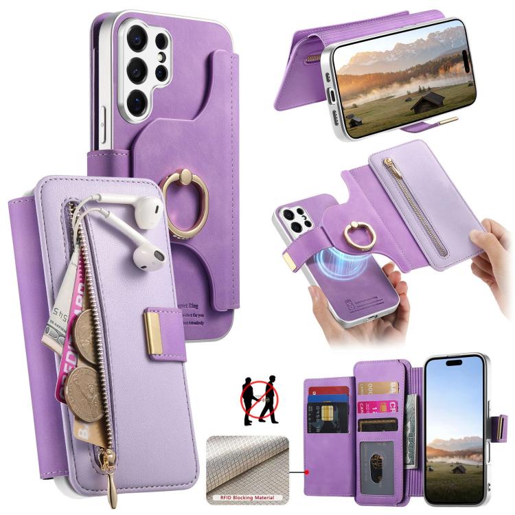 Portafoglio con cerniera e blocco RFID per Galaxy S26+, S26 Ultra e S25 Edge 5G