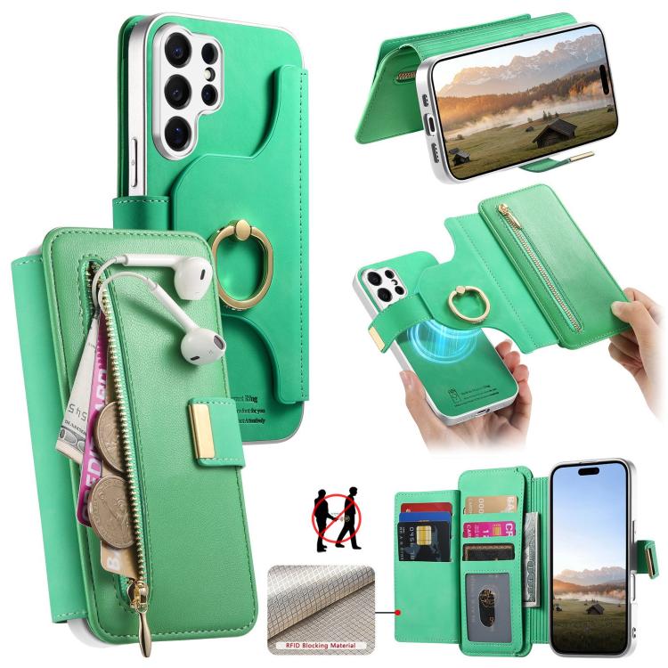 Portafoglio con cerniera e blocco RFID per Galaxy S26+, S26 Ultra e S25 Edge 5G